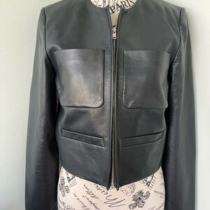 Lamarque Navy LINETTE LEATHER JACKET